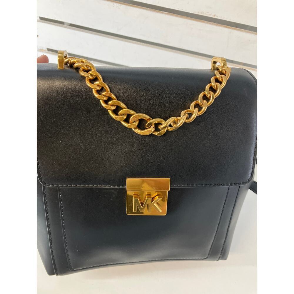 MICHAEL KORS, BLACK SMOOTH LEATHER LATCH CLOSURE BACKPACK` - Picture 12 of 16